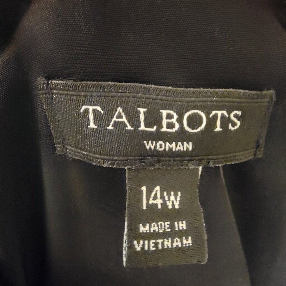 Talbots Dress Size 14W Black White Stripe Pleated Belted Sleeveless MSRP $189 - Picture 6 of 6